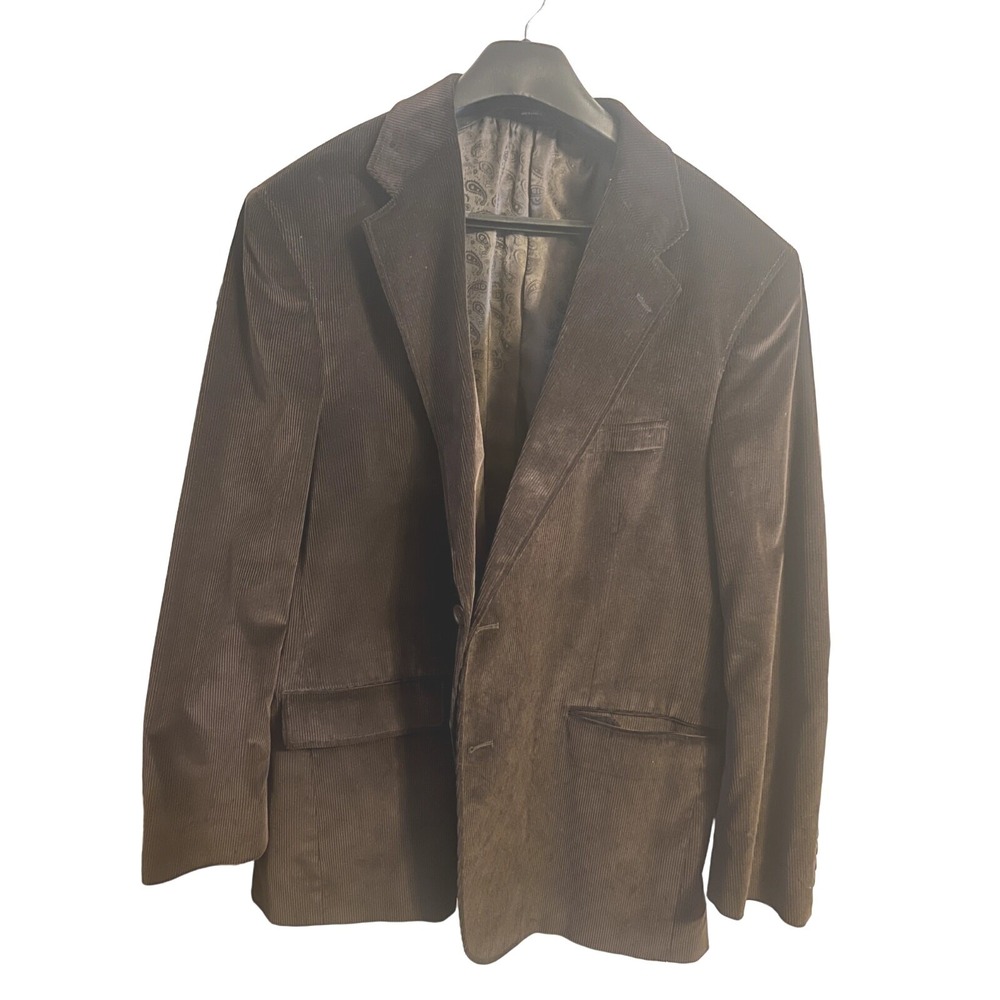 Stafford Essentials Brown Corduroy Blazer‎ 44R Elbow Patches Preppy Earth Tones